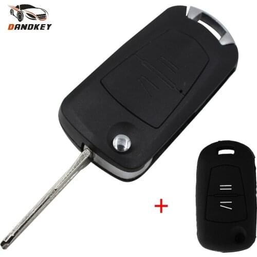 Dandkey Flip Remote Key Fob Case HU46 Blade For Vauxhall Opel Astra Vectra Zafira 2 Button With Silicone Key Cover key shell