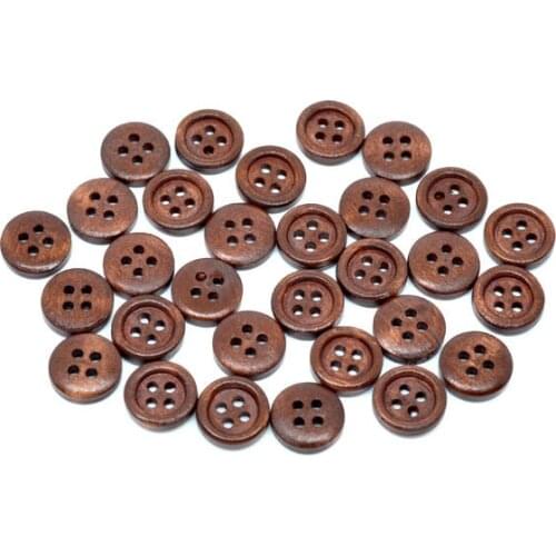 600pcs of coffee color Wood wooden Buttons 4 holes 15mm free shipping
