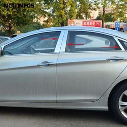 For Hyundai Sonata 2011 2012 2013 2014 Stainless Steel Car Window Center B C Pillar Cover Trim Sticker Accessories Car Styling
