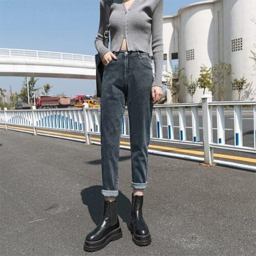 GUUZYUVIZ High Waist Jeans Woman Stretch Loose Plus Size Denim Harem Pants Vintage Blue Casual Cotton Pantalon Femme Jean