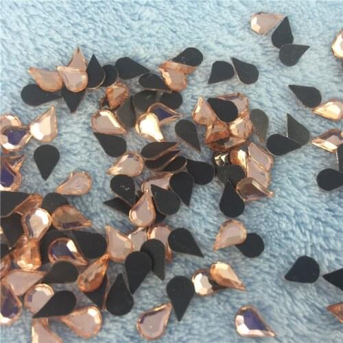 Hot Fix Special-shaped Rhinestones Drop shaped 5*8MM 500pcs/lot Champagne orange hot drilling garment sewing stones