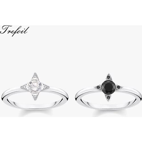 Classic Ring White Black Zircon Stones 2021 Brand New Fine Trendy Jewerly For Women Gift In 925 Sterling Silver for Girlfriend