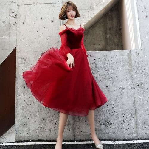 Cocktail Dresses 2019 A-line Medium length sleeve Sweetheart-neck Tulle Elegant Formal Party Gowns Tea-Length Lace Up Cocktail Gown