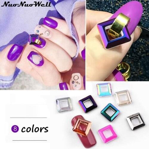 8 Colors Crystal AB 10*10mm Rhinestones Square Design Acrylic Drill For Nails Glitter 3D Nail Art DIY Manicure Decorations Wheel