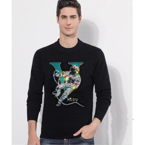 Men sweater Long Sleeve Slim Fit Hot drill Luxury Business Rhinestone sweaters Casual Brand Clothes Male