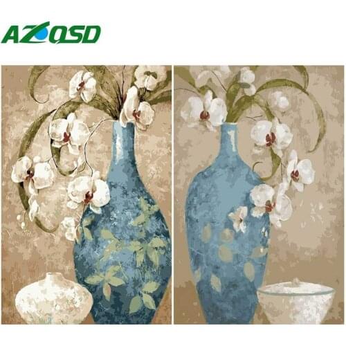 AZQSD Oil Painting Flower In Vase Painting By Numbers Paint Flower DIY Canvas Picture Hand Painted Home Decoration SZYH6210