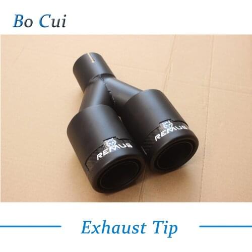 1PCS Black Stainless Steel Universal Exhaust Tip Remus Dual Exhaust Muffler Pipe Tip for bmw benz honda etc