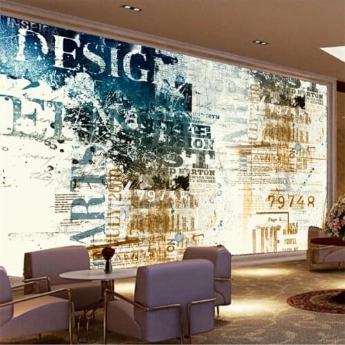 Beibehang Custom wallpaper 3d retro nostalgic English alphabet TV background wall living room bedroom restaurant mural фотообои