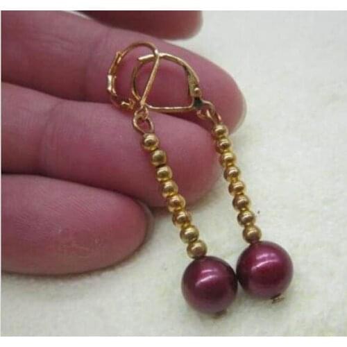 CHARMING 9-10MM SOUTH SEA NATURAL PEARL DANGLE EARRING 14K YELLOW GOLD HOOK