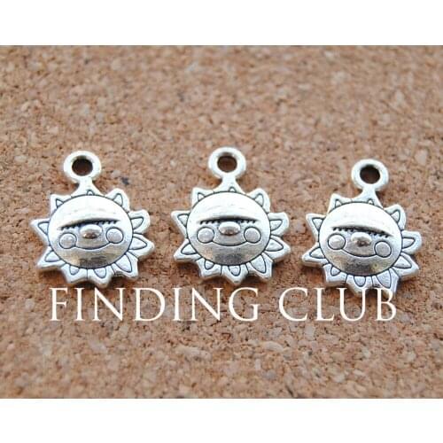 30 pcs Silver Color Sun Charms- Made with Smile Charm DIY Metal Bracelet Necklace Jewelry Findings A934