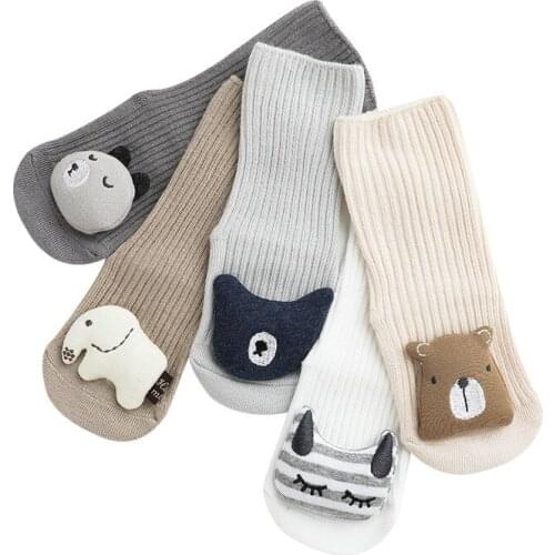Kids Warm Socks Boys Girls Baby Long Socks Cartoon Animal Cotton Accessories Baby Non-slip Floor Socks