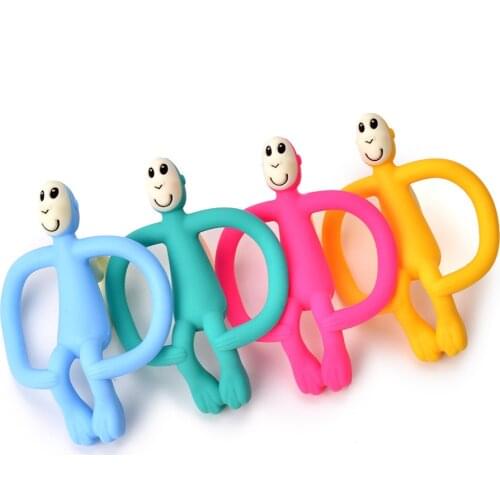 1pcs Baby Teether Soft Silicone Cute Funny Cartoon Monkey Toddler Molar Pain Relief Tool Kids Teether Baby Toy Food Grade