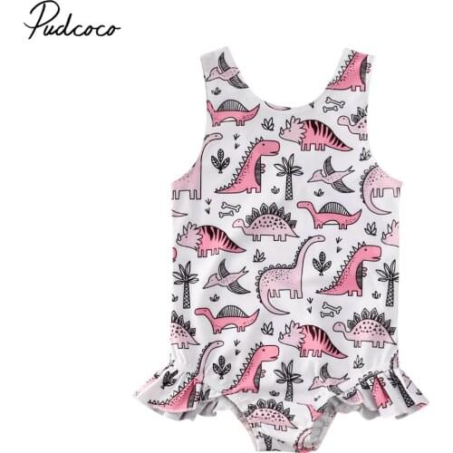 Dinosaur Girls Swimwear Cute Kids Swimsuit Infant 0-5T Kid Baby Girls Bikini Ruffles Swimsuits One Pieces Bathing Suit Swimwear