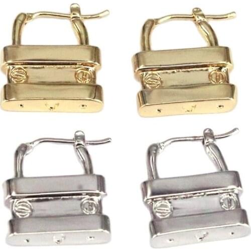 5Pairs New Fashion Key Lock Hoop Earrings Unique Design Creativity Copper Metal Women Earrings