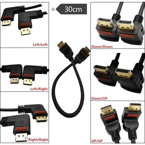Display Port Male to DP Display Port Male with Connector clasp control button Cable 0.3m