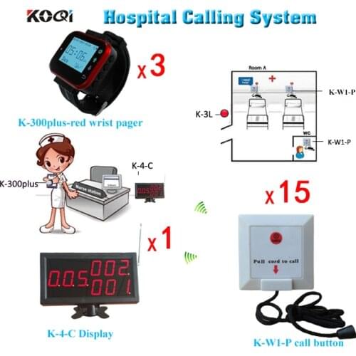 Patient Bell System Wireless Call System For Clinic W Receiver Display and Nurse Watches Free Shipping