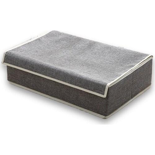 4PCS / LOT 17 Grids Washable Cotton And Linen Underwear Storage Box Folding Lidded Underwear Socks Storage Box