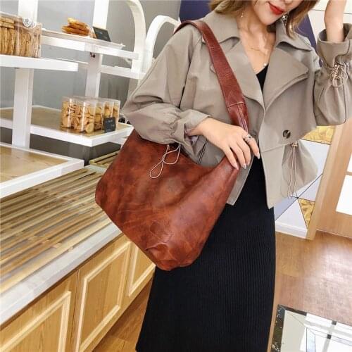 Hobos Bag Women Messenger Bag Leisure Retro Pu Leather Shoulder Bag