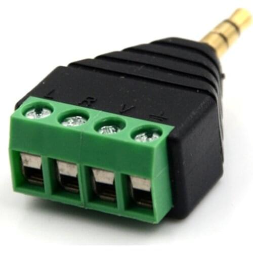 Video AV Balun 3.5mm 4 Pole Stereo Male To AV Screw Terminal Stereo Jack 3.5 Mm Male 4 Pin Terminal Block Plug Connector