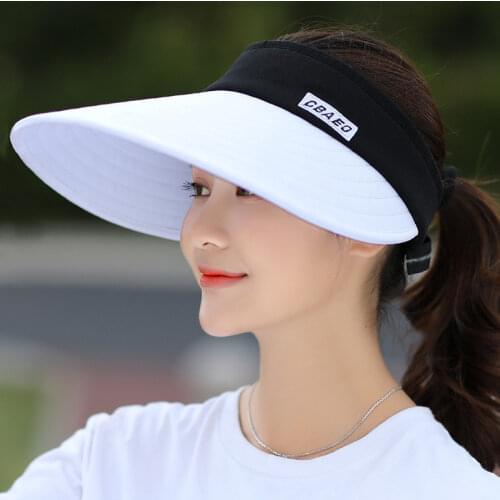 Women summer sun visor wide-brimmed hat beach hat adjustable UV protection female cap packable