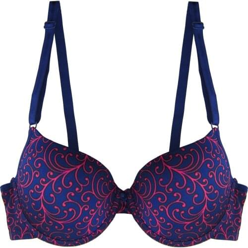 Vintage Printed Bra Sexy Push Up Bra for Women Soutien Gorge B C D 32 34 36 38