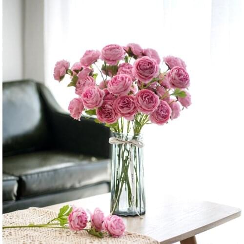 1 Bouquet 3 heads Artificial Flowers Peony Rose Fake Flowers for DIY Living Room Home Garden Wedding Decoration