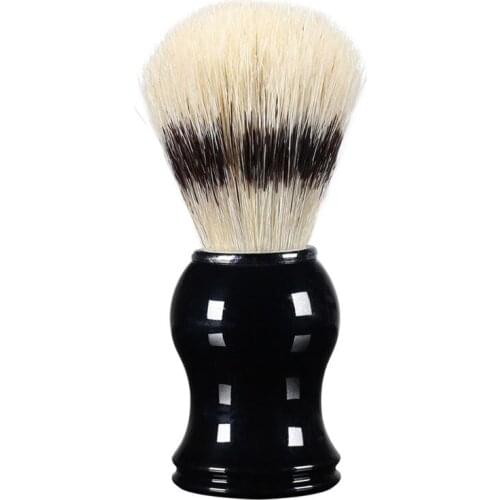 1Pc Mens Shaving Brush Boar Bristle Hair Straight Razor Shave Barber Face Cleaning Black Resin Handle Salon Tool Classic G99E