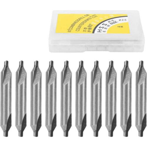 10Pcs HSS Center Drill Bit Set High Speed Steel 4341 Straight Shank Drilling Tools 2.5mm