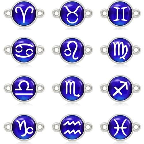 10pcs/lot 13*20mm Constellations Rhinestone Dangle Handmade Charms Pendant DIY for Bracelet Necklace Bag