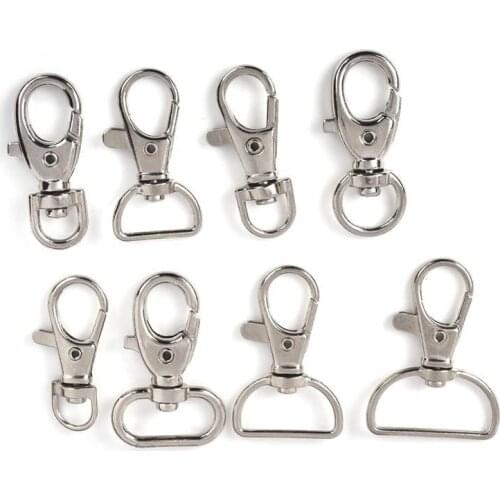 10pcs/Lot D Ring Swivel Lobster Clasp Keychain Alloy Metal Clasps Hooks Handbag Straps Accessories DIY Jewelry Making