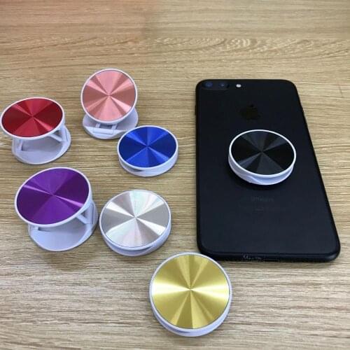 10pcs Metal Plate round pocket mobile phone folding stretch bracket Phone Holder With OPP Package
