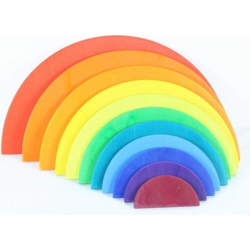 11pcs Semicircle Rainbow Blocks Wooden Toys For Kids Matching With 12Pcs Large Rainbow Blocks Building Storage Cabinets Gift