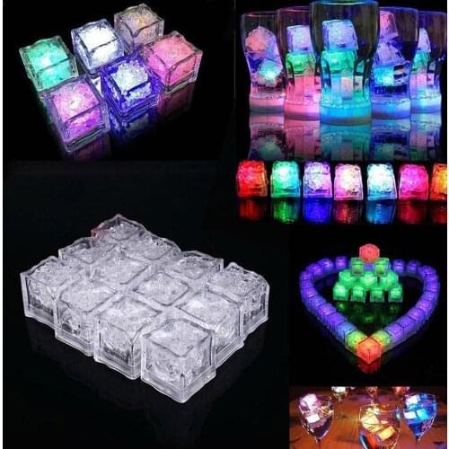 12pcsLED ice cube glowing party ball flashing neon holiday supplies Christmas light glass decoration bar wedding wine L4M8