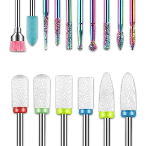 16 IN 1 Nail Drill Bits Manicure Tools Cuticle Electric Nail File And Ceramic Acrylic Gel Nail Bit For Pedicure Nail Art Tools