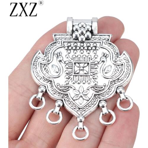 ZXZ 2pcs Large Bohemian Boho Style Chandelier Necklace Connectors Pendants Jewelry Findings 62x50mm