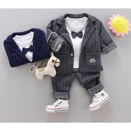 2020 Baby Clothing Set Formal Kids Clothes Suit Gentleman Bow Toddler Boys Clothes Set Birthday Suit School Wear 1 2 3 4 Years