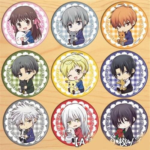 9pcs Anime Cartoon Fruits Basket Pin Brooch Badge Pins for Backpack Cosplay Accessories Decor Collectible Boy Girl Gift