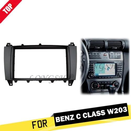 LONGSHI Double Din Car Radio Fascia for 2005-2009 Mercedes BENZ C CLASS W203 DVD Player Panel Kits Stereo Audio Dash Frame 2din
