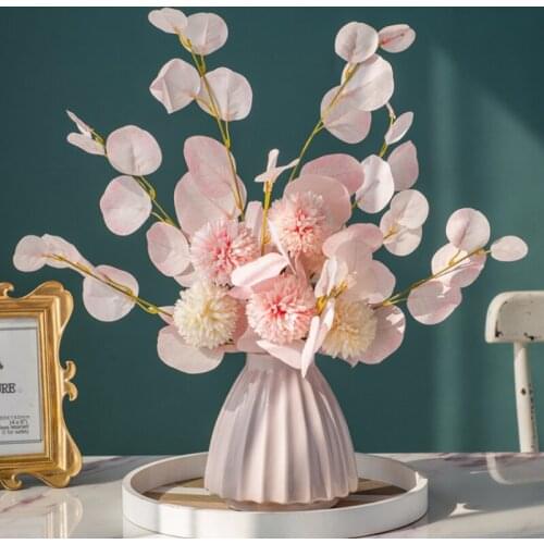 Free Shipping Cermaic Vase For Living Room Wine Cabinet Decoration Housewarming Modern Decorations High End Artificial Flower