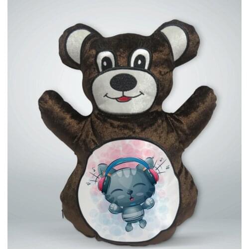 BK Gift Cute Cat Design Brown Teddy Bear Yastık-4