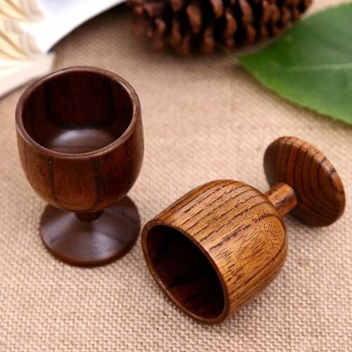 Natural Wooden Goblet Red Wine Cup Beer Mug Party Groomsmen Brown Gift New
