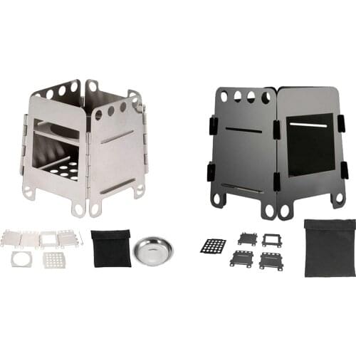 Stainless Steel Wood Burning Stove Outdoor Camping Hiking Firewood Stove Cooking BBQ Fishing Burner Emergency Survival Traveling