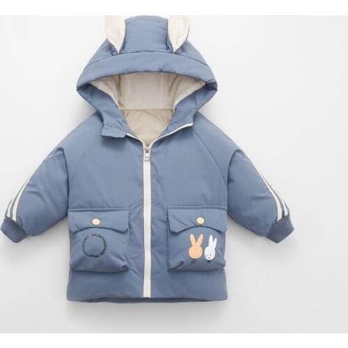 Children Down Jacket Ears Thickened Warm Baby Girl Boys Clothes Jackets Hooded Zipper Kid Outerwear Autumn Winter Clothing Coat