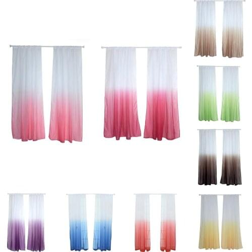HOT SALE! Modern Gradient Color Window Tulle Curtain Sheer Drape Valance Bedroom Decor Home Textile