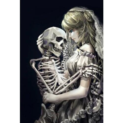 XUEQIXIAOZU 5D Diy Full Diamond Skull Diamond Painting "Girl Embracing Skull" Diamond Embroidery Mosaic Kit Decoration Gift