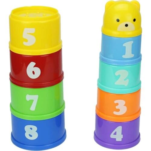 Stacking Cups Color Ring Tower Toys Early Educational Toy Children Funny Stacking Cups Figures Letters Folding Tower Kid