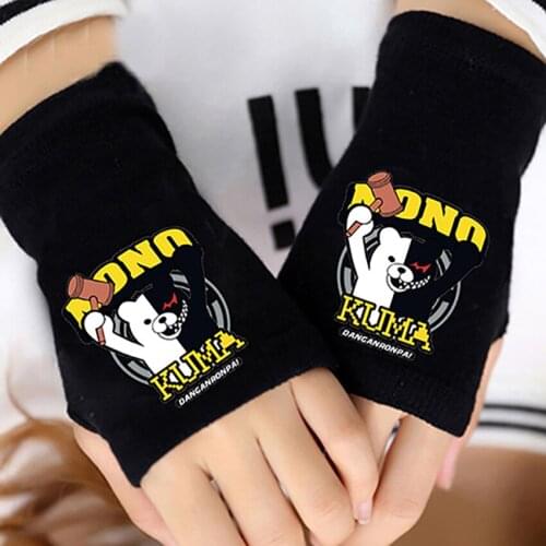 Fashion Anime Danganronpa Logo Half Finger Glove Cotton Knitting Fingerless Mitten Lovers Cosplay Accessories Gifts Warm Gloves