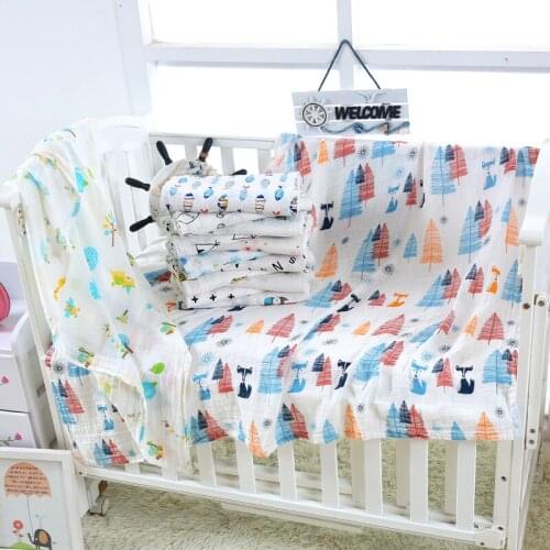 1Pc Muslin 100% Cotton Baby Swaddle Blanket for Soft Newborn Bath Gauze Infant Wrap Sleepsack Stroller Cover Play Mat Dropship
