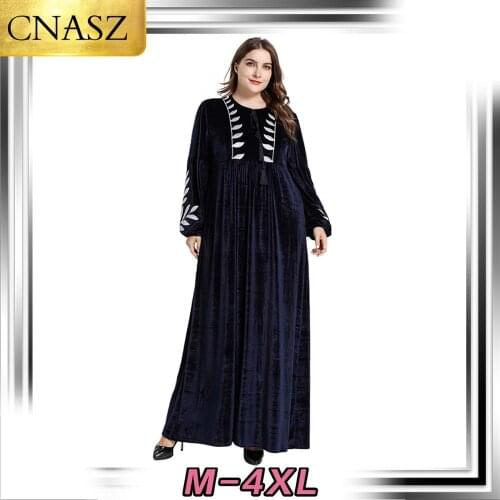 Muslim Dress Islamic Turkey Fashion Dubai Moroccan Embroidered Long-Sleeved Arabic Pakistani Indonesia Gold Velvet Kimono