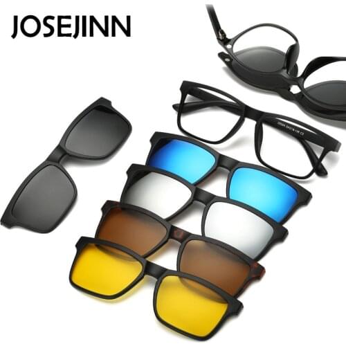 5+1 suit Fashion Clip On Sunglasses Women Frames Clips Magnetic Sunglasses Magnet eyeglasses men Clip glasses 6 in 1